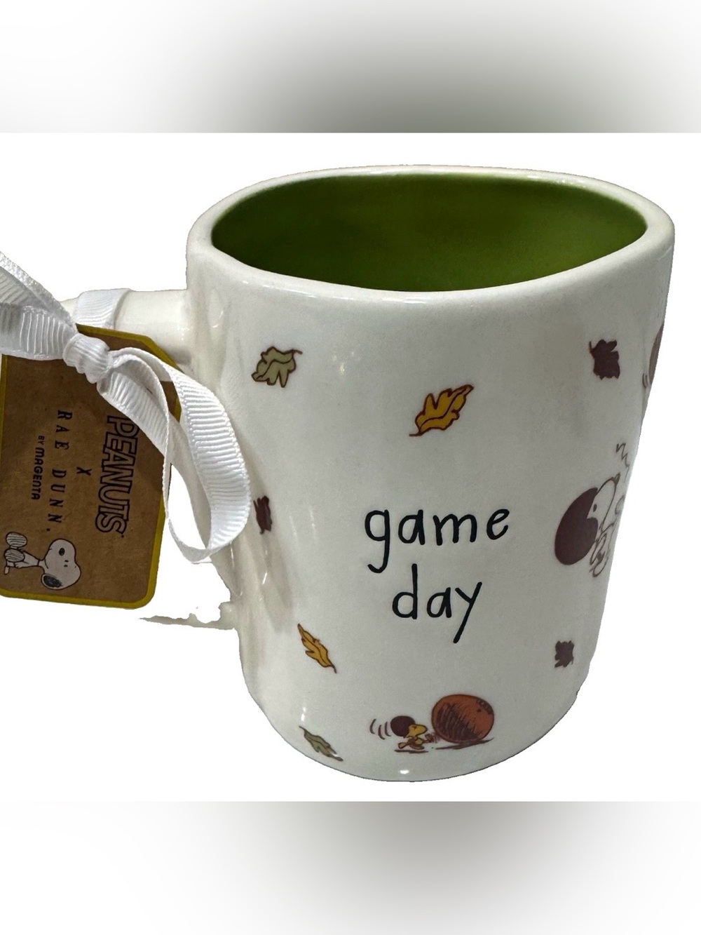 Rae Dunn Peanuts Football Coffee Mug “Game Day” Snoopy Woodstock Charlie Brown
